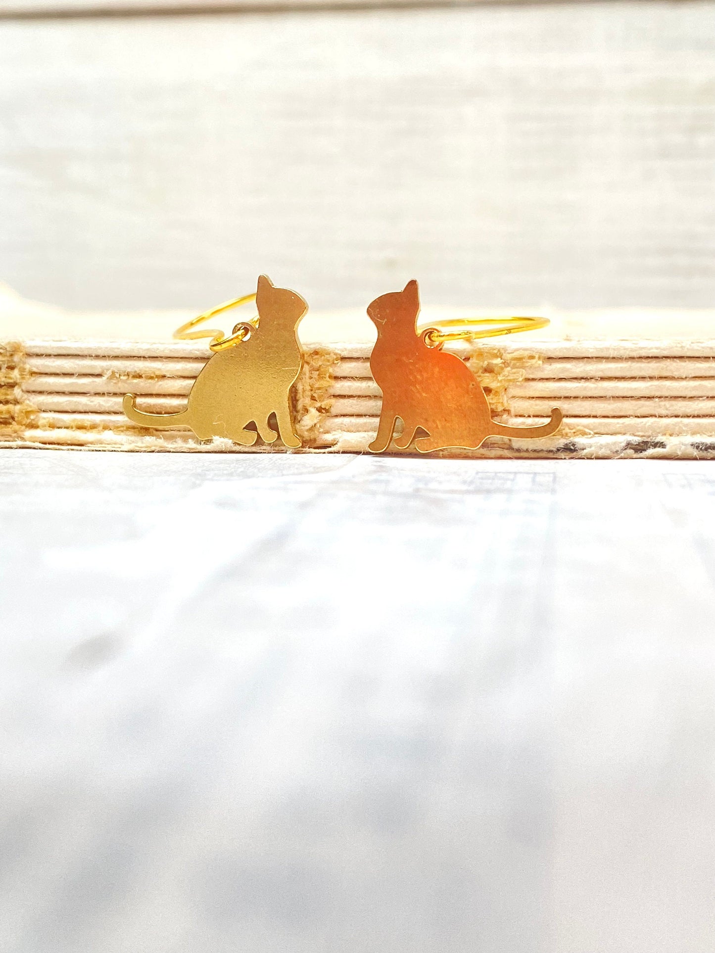Cat Earrings Gold Cat Lady Earrings Kitten Kitty Cat