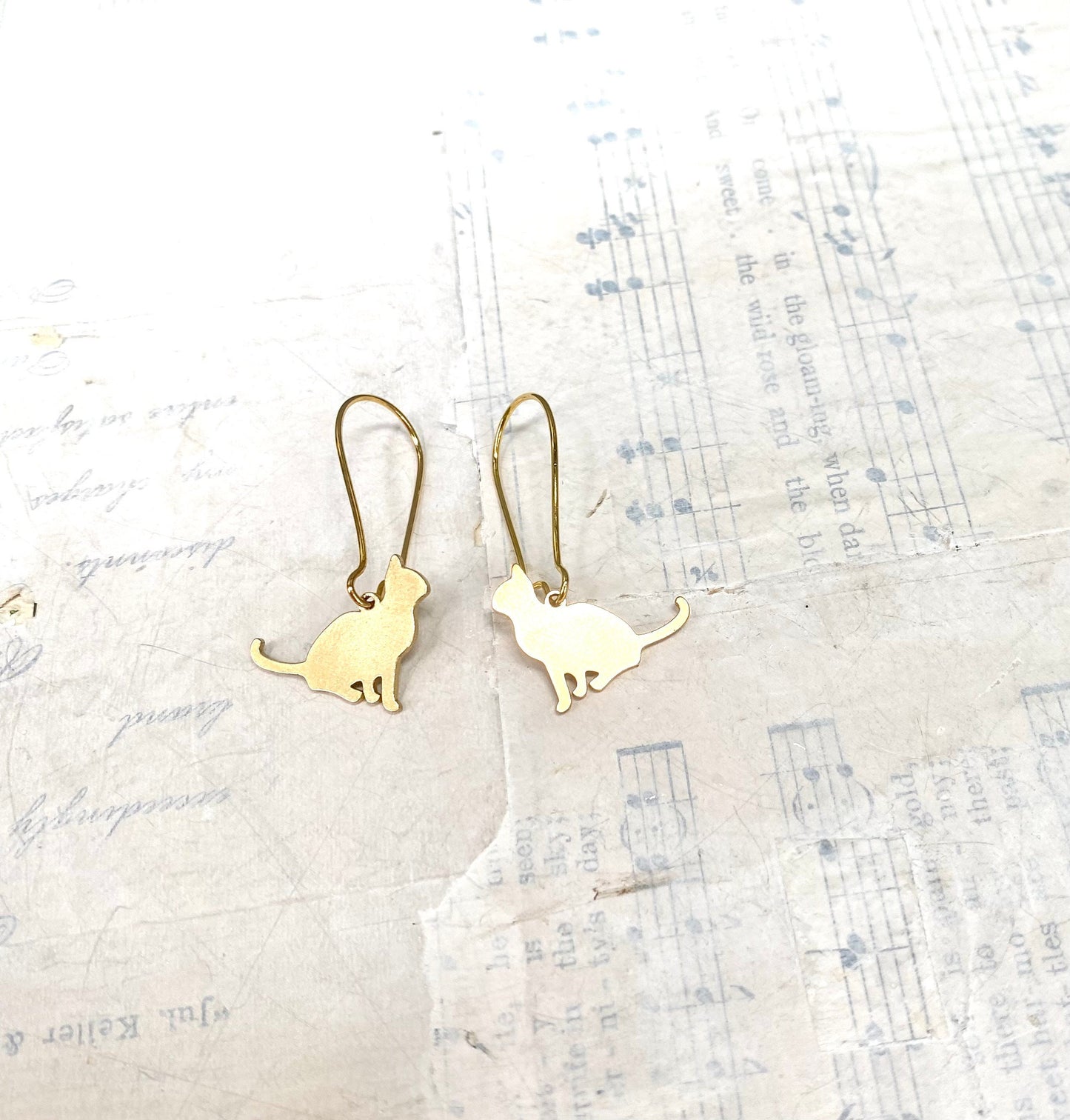 Cat Earrings Gold Cat Lady Earrings Kitten Kitty Cat