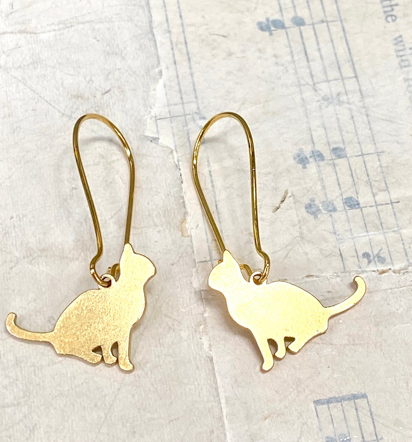 Cat Earrings Gold Cat Lady Earrings Kitten Kitty Cat