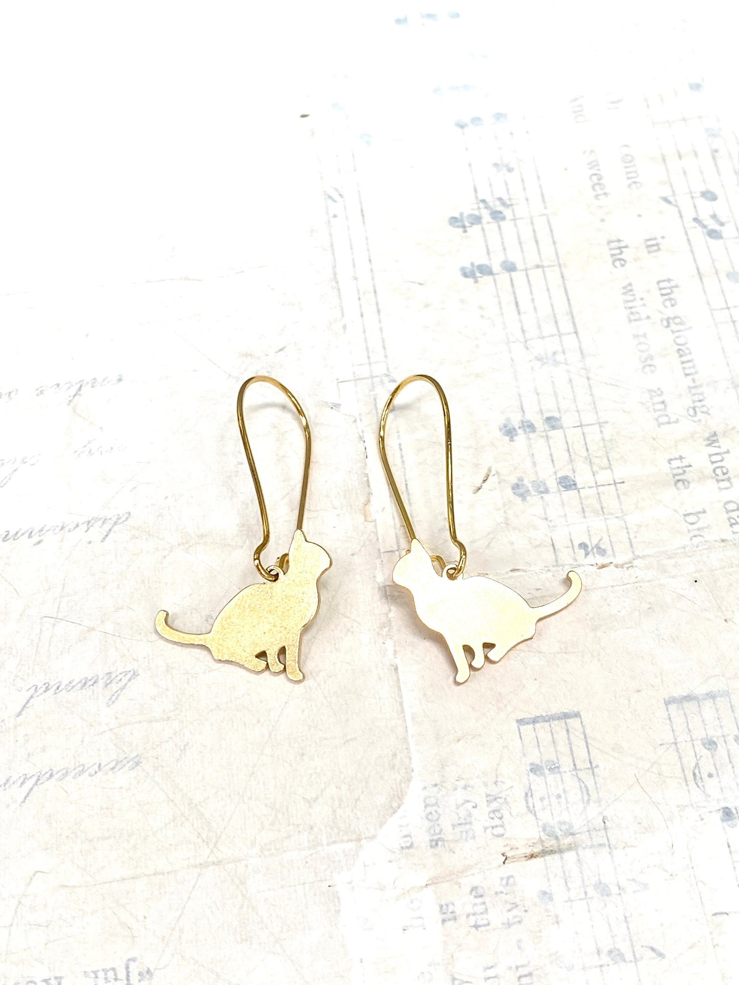Cat Earrings Gold Cat Lady Earrings Kitten Kitty Cat
