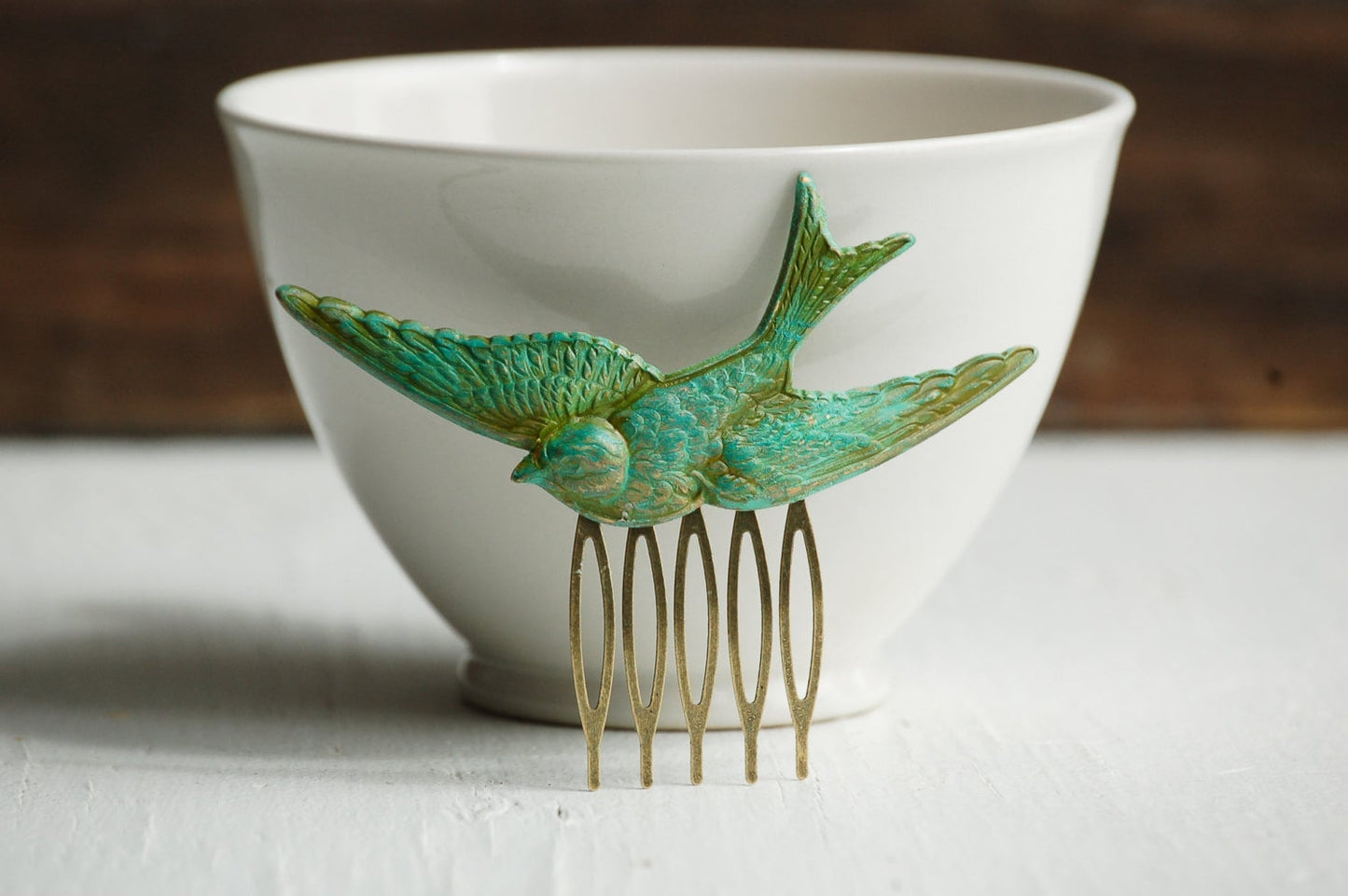 Forest Bird Hair Comb Green Bird Hair Comb Woodland Wedding