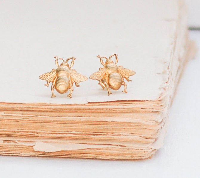 Bee Earrings Gold Bee Stud Earrings Bumblebee Honeybee